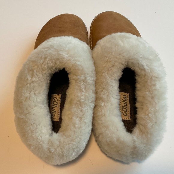OluKai Ku’i Shearling Arch Support Slipper Tan Size 5 Womens - Picture 3 of 9